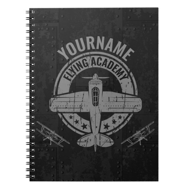 Carnet Académie de pilotage d'avion Vintage personnalisée (Devant)