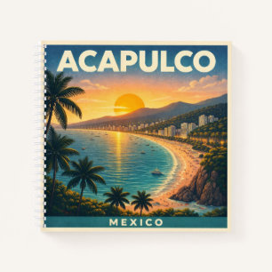Carnet Acapulco Mexico Vintage Travel Poster Notebook