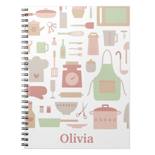 Carnet Accessoires et ustensiles de cuisine motif (Devant)