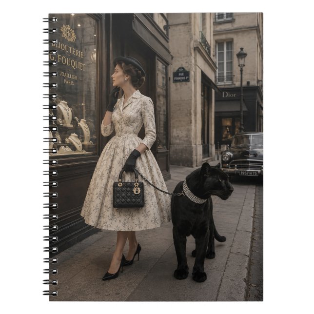 Carnet Achats en vitrine avec une photo de panthère noire (Devant)