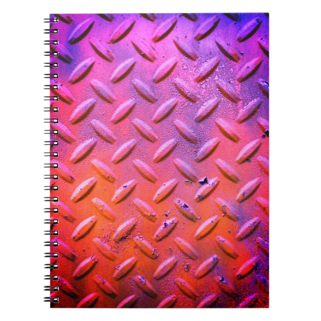 Carnet Acier en tôle de diamant violet et orange (Devant)