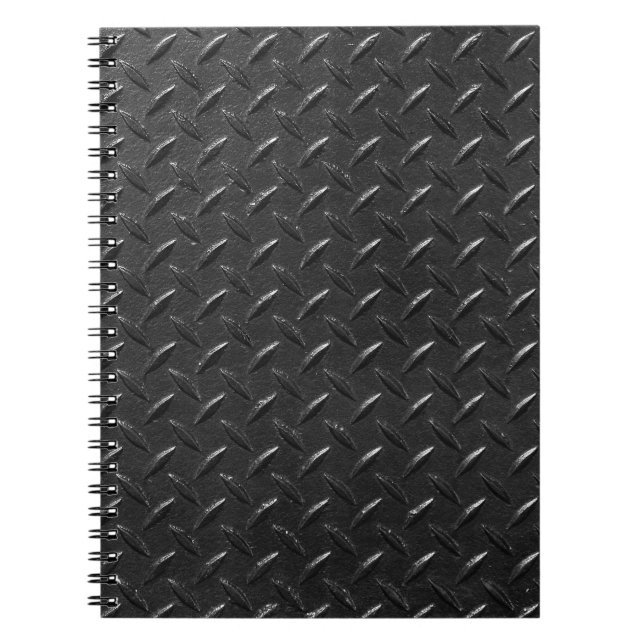 Carnet Acier noir, texture métallique floutée. (Devant)
