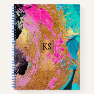 Carnet Acrylique peinture abstraite cuivre or monogrammed