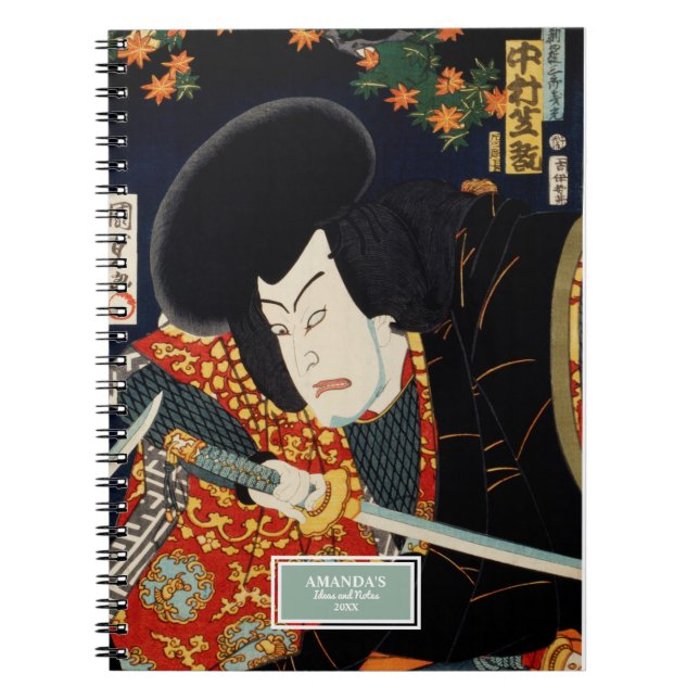 Carnet Acteur Avec Une Épée Samurai Toyohara Kunichika (Devant)