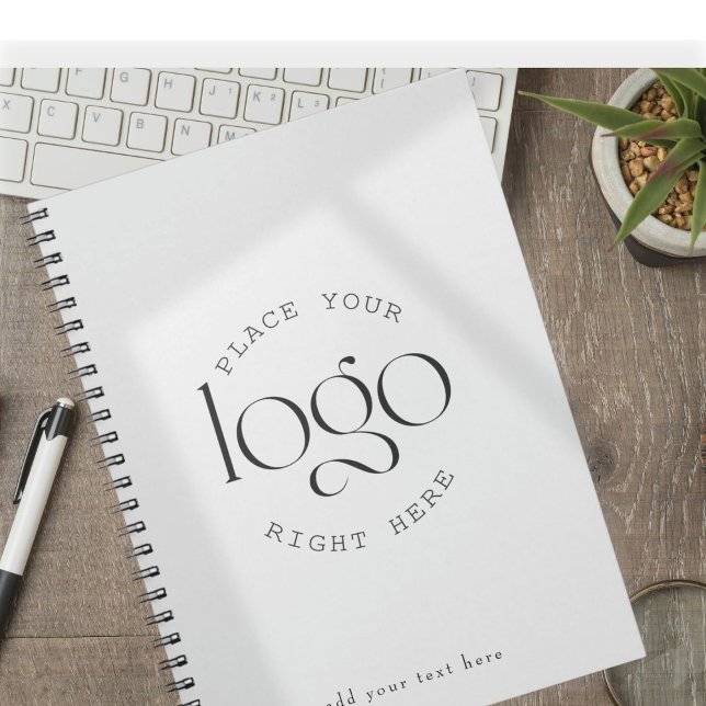 Carnet Add Your Own Custom Business Logo Modern White (clean modern personalized journal with custom logo and text for business and office use)