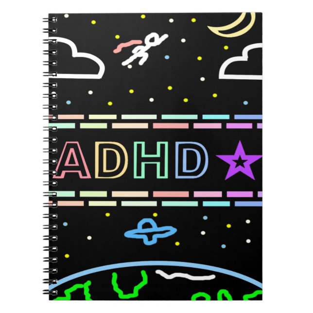 Carnet ADHD Enfants Cahier à Thème Spatial (Devant)
