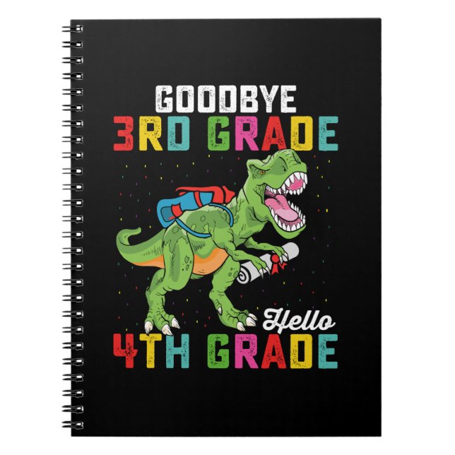 Carnet Adieu 3e année Bonjour 4e année T Rex Dinosaur (Devant)