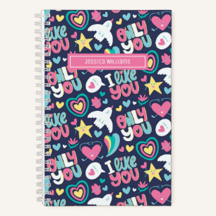 Carnet Ado rétro amour mignon Rainbow Motif coeur