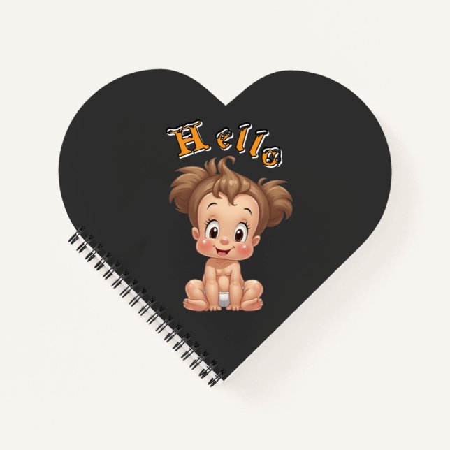 Carnet Adorable Cartoon Baby Sitting Cheerfully with Cute (Devant)