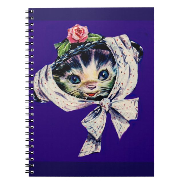 Carnet adorable chatte kitten dans un casquette chaton ki (Devant)
