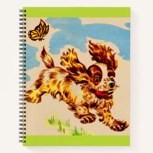 Carnet adorable cocker spaniel chiot sur la course