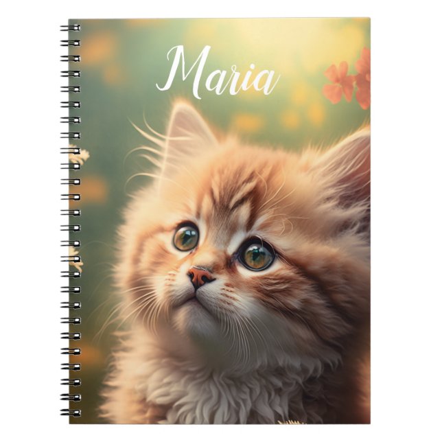 Carnet Adorable Fluffy Ginger Kitten, personnalisable (Devant)