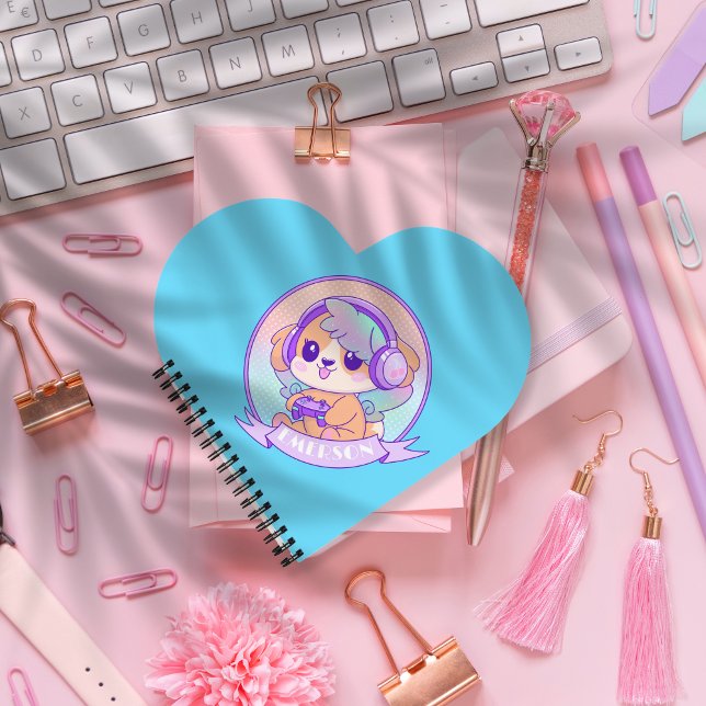 Carnet Adorable GamerGirl Kawaii Chien et casque Bébé ble (Créateur téléchargé)