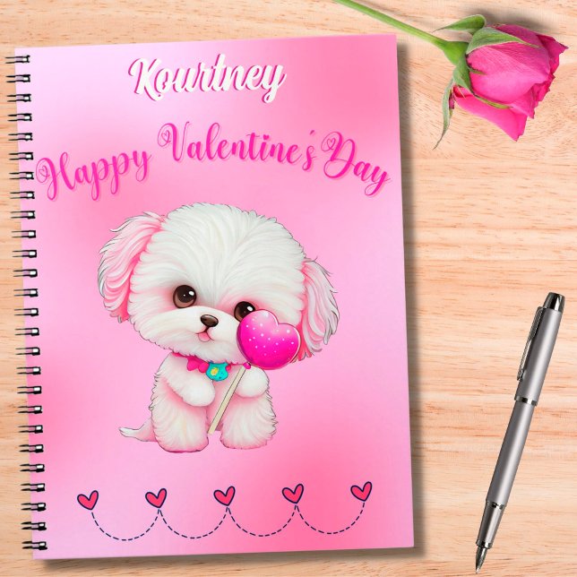 Carnet Adorable Heureuse Sainte-Valentin maltais chiot (Créateur téléchargé)