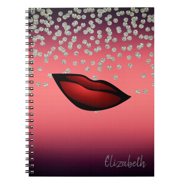 Carnet Adorable Housse brillante Confetty, Diamant, Lèvre (Devant)