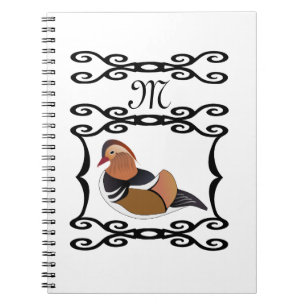 Carnet Adorable Mandarin Duck Cartoon Monogram