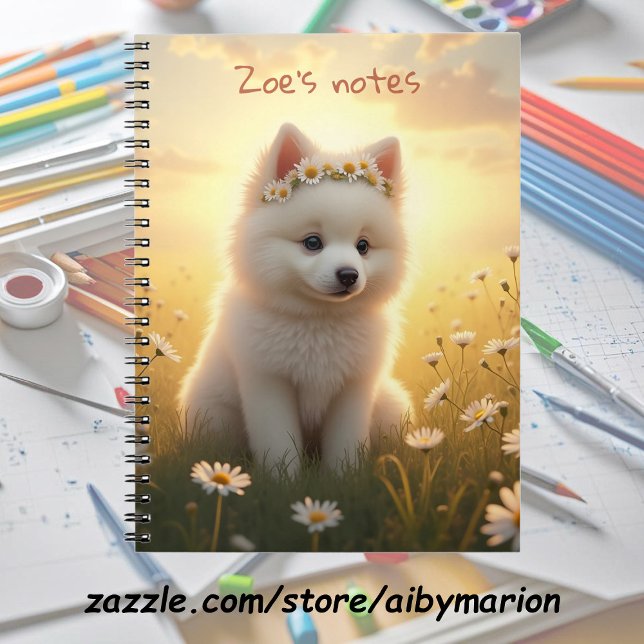 Carnet Adorable petit chiot Spitz blanc  (Créateur téléchargé)