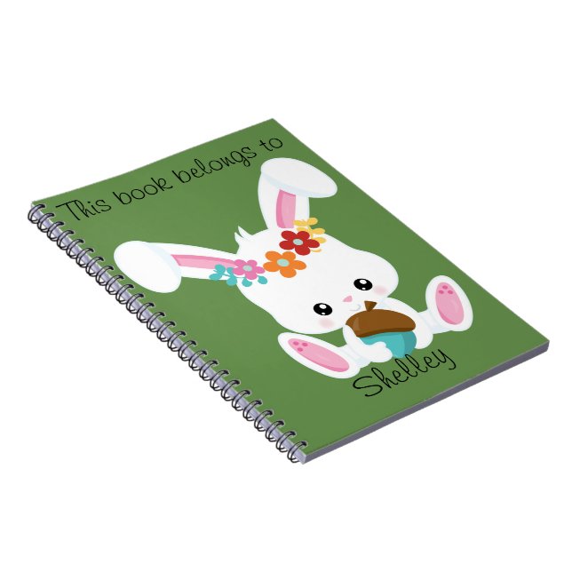 Carnet Adorable Petit Lapin Blanc Personnalisé (Côté Droit)