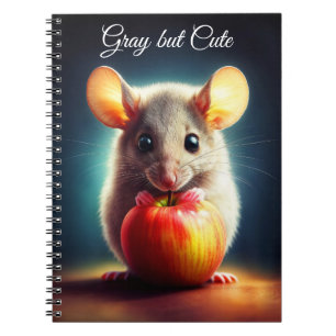 Carnet Adorable petit rongeur tenant la pomme rouge ferme