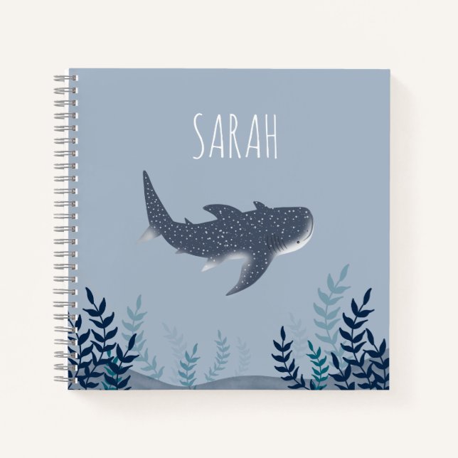 Carnet Adorable sous le nom de requin baleine marine (Devant)