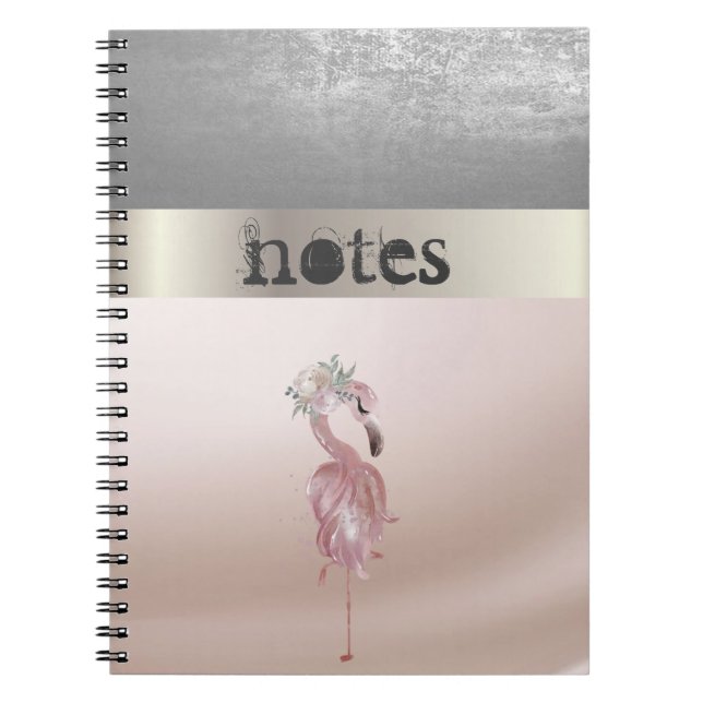 Carnet Adorables flamants roses fleur (Devant)
