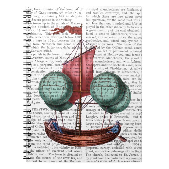 Carnet Aéronef À Ballon À Air Chaud À Voile Rouge (Devant)