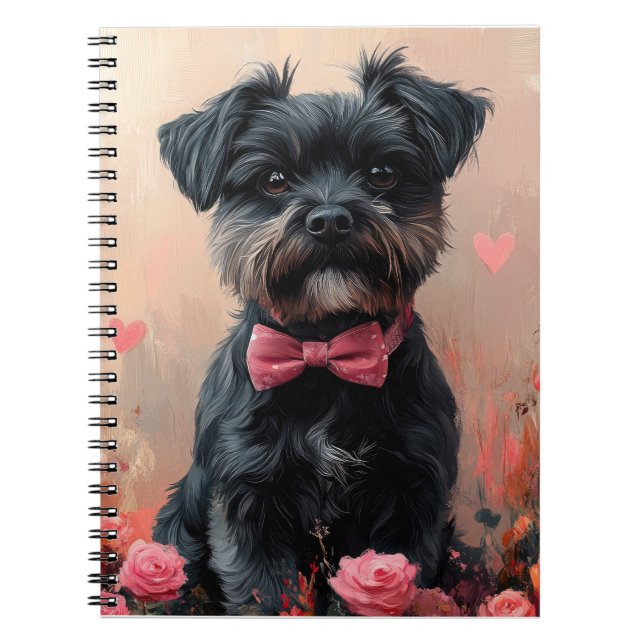 Carnet Affenpinscher avec des roses - Saint-Valentin (Devant)