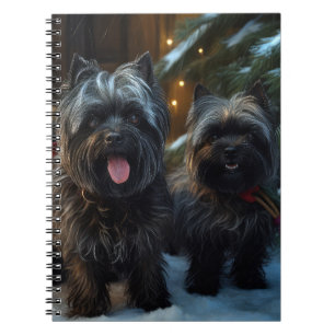 Carnet Affenpinscher Promenade en traîneau dans la neige 