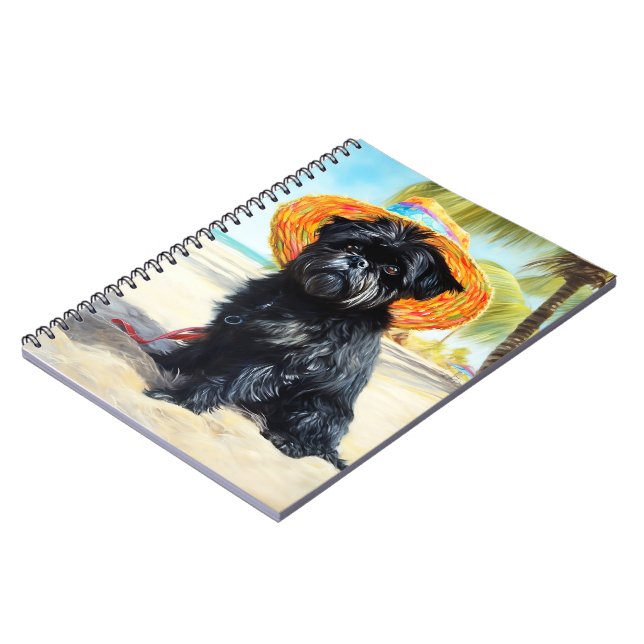 Carnet Affenpinscher sur la plage, cadeau d'été pour les  (Côté gauche)