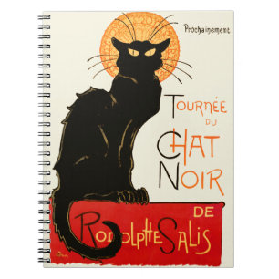 Carnet Affiche Classique Chat Noir de Steinlen en Noir