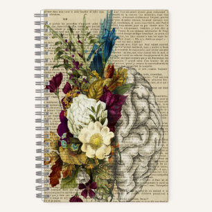 Carnet affiche d'anatomie du cerveau floral médical