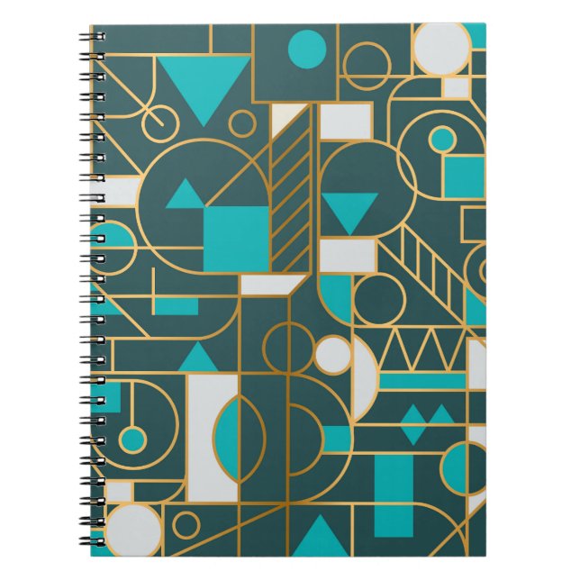 Carnet Affiche d'art minimaliste rétro géométrique. (Devant)