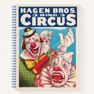 Carnet Affiche De Cirque Montrant Les Visages Clown Et Cr