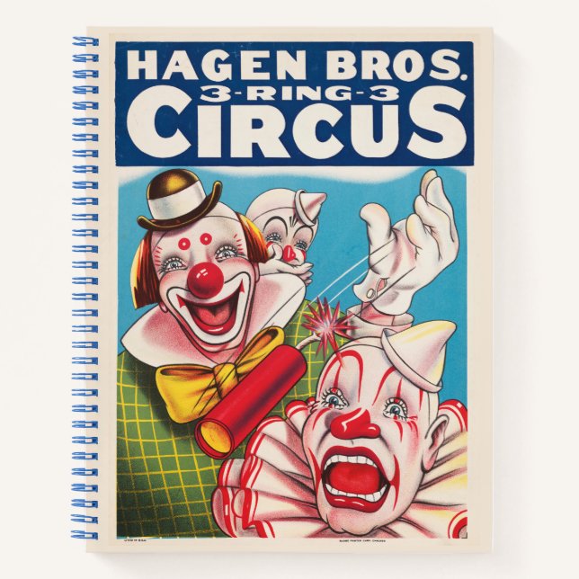 Carnet Affiche De Cirque Montrant Les Visages Clown Et Cr (Devant)