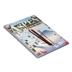 Carnet Affiche de ski de style vintage Aspen Colorado.