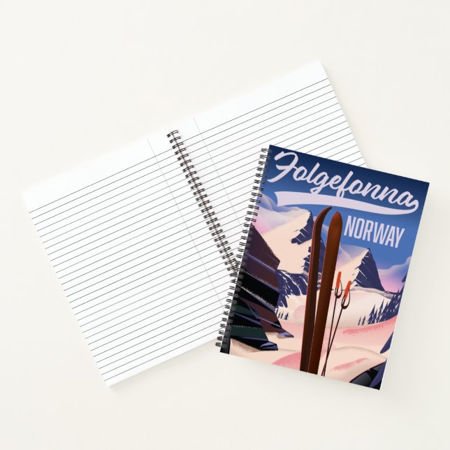 Carnet Affiche de ski Folgefonna Norvège. (Intérieur)