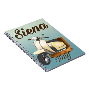 Carnet Affiche de vacances à Sienne Italie Scooter