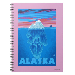 Carnet Affiche de Vintage voyage d'AlaskaIceberg