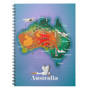 Carnet Affiche de voyage carte d'Australie