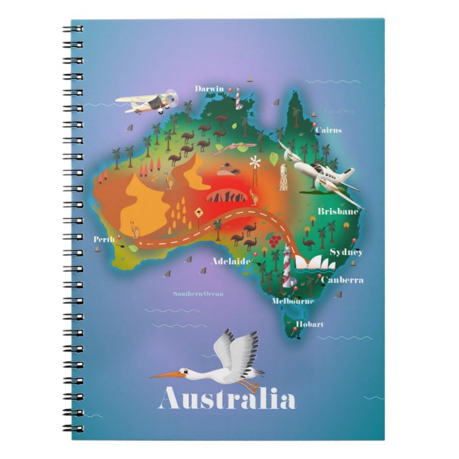 Carnet Affiche de voyage carte d'Australie (Devant)