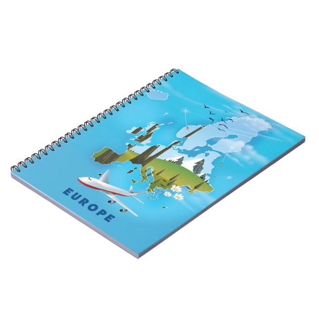 Carnet Affiche de voyage de paysage de carte d'Europe (Côté gauche)
