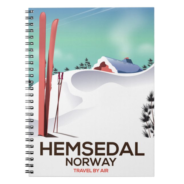 Carnet Affiche de voyage de ski à Hemsedal en Norvège (Devant)