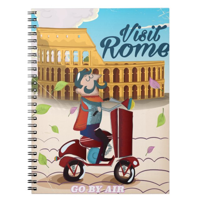 Carnet Affiche de voyage dessin animé Visite de Rome (Devant)