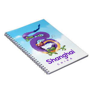 Carnet Affiche de voyage Dragon de Shanghai Chine
