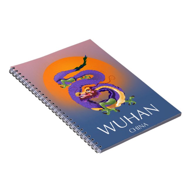 Carnet Affiche de voyage du Dragon de Wuhan en Chine (Côté Droit)