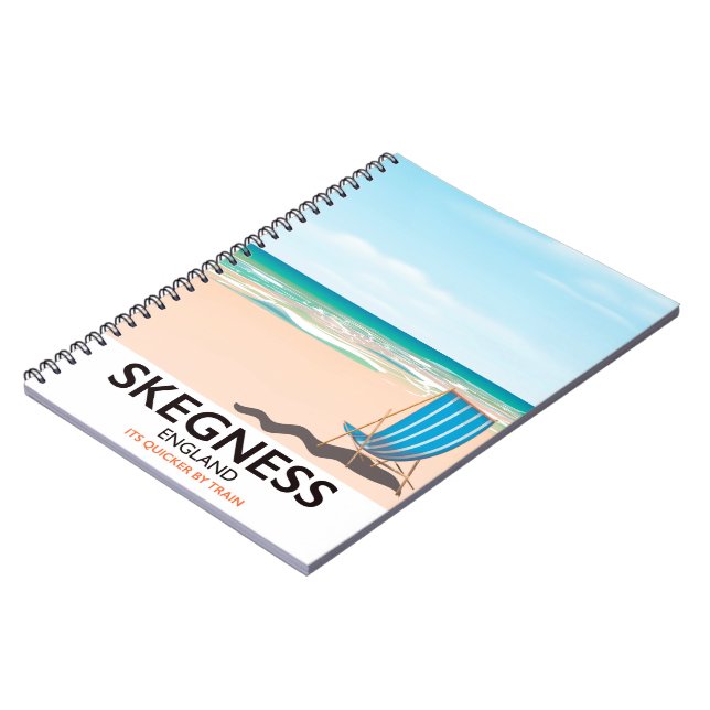 Carnet affiche de voyage en train vintage Skegness. (Côté gauche)