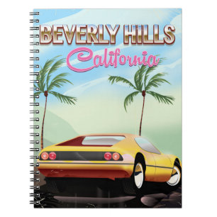 Carnet Affiche de voyage rétro Beverly Hills Californie