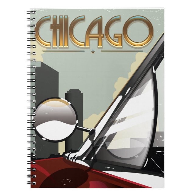 Carnet Affiche de voyage vintage de Chicago (Devant)