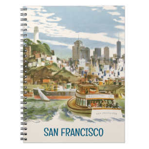 Carnet Affiche de voyage vintage de la baie de San Franci