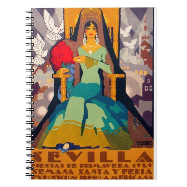 Carnet affiche de voyage vintage Séville Espagne (Devant)
